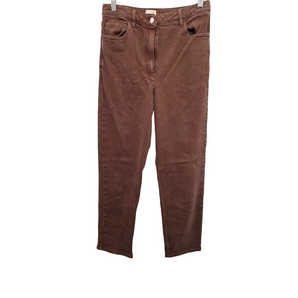 Wilfred Free Brown Denim High-Waisted Straight-Leg Pants Size 8 - Picture 1 of 5